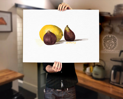 Lemon with Two Figs | Giclée Print