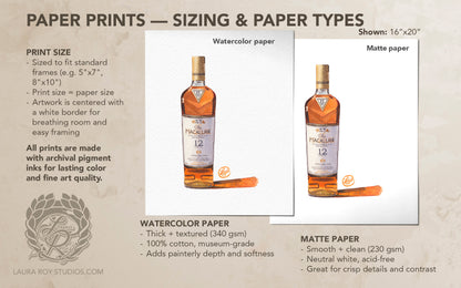 Macallan 12 Sherry Oak Watercolor | Giclee Print