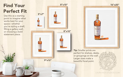Macallan 12 Sherry Oak Watercolor | Giclee Print