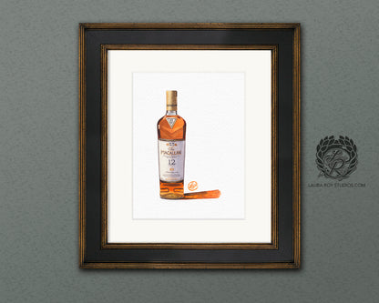 Macallan 12 Sherry Oak Watercolor | Giclee Print