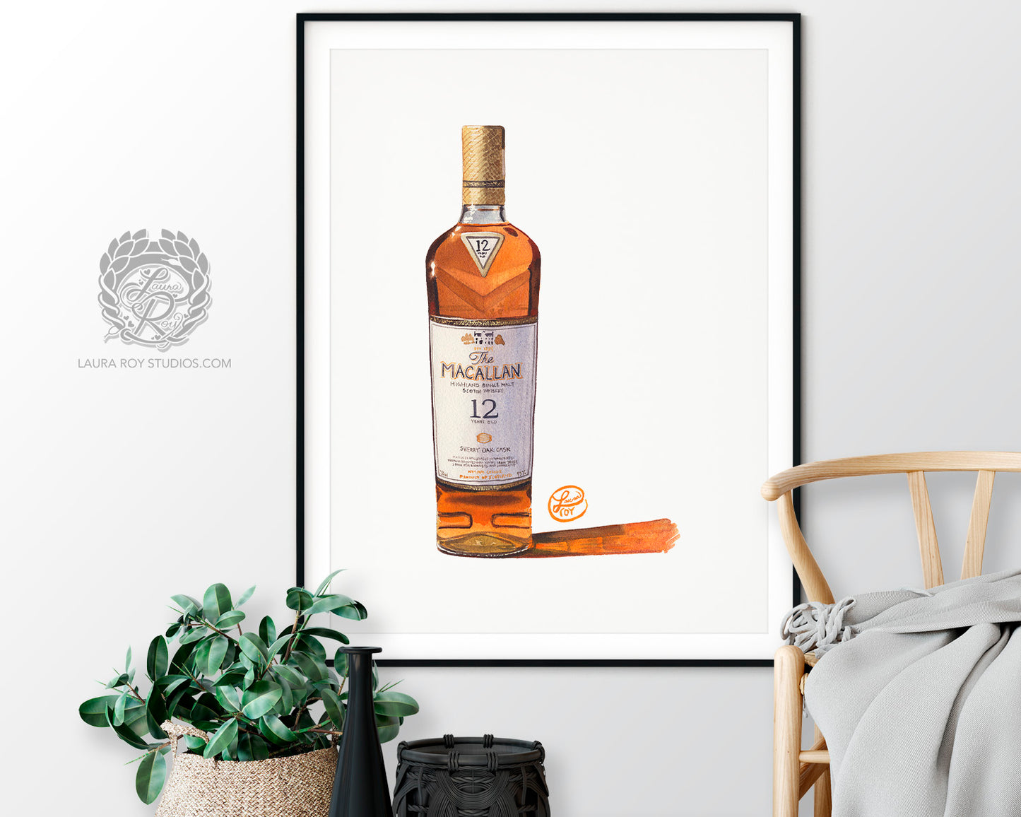 Macallan 12 Sherry Oak Watercolor | Giclee Print