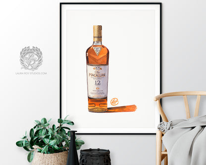 Macallan 12 Sherry Oak Watercolor | Giclee Print