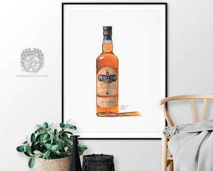 Watercolor Midleton Very Rare Irish Whiskey Bottle Giclée Print