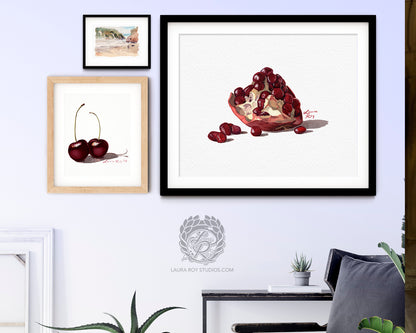Watercolor Pomegranate Art Print – Fine Art Kitchen Decor, Foodie Gift, Giclée Still Life Fruit Painting