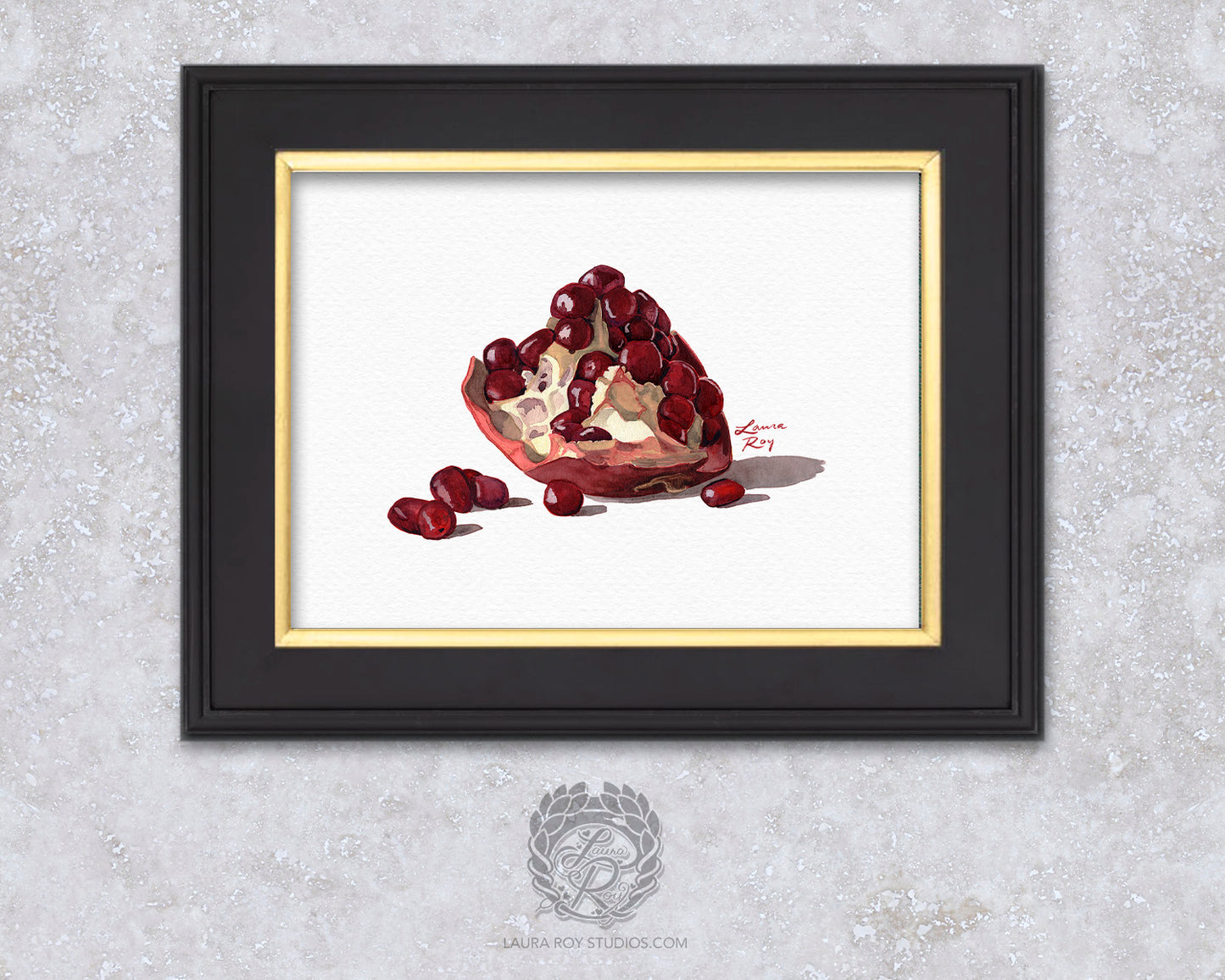 Watercolor Pomegranate Art Print – Fine Art Kitchen Decor, Foodie Gift, Giclée Still Life Fruit Painting