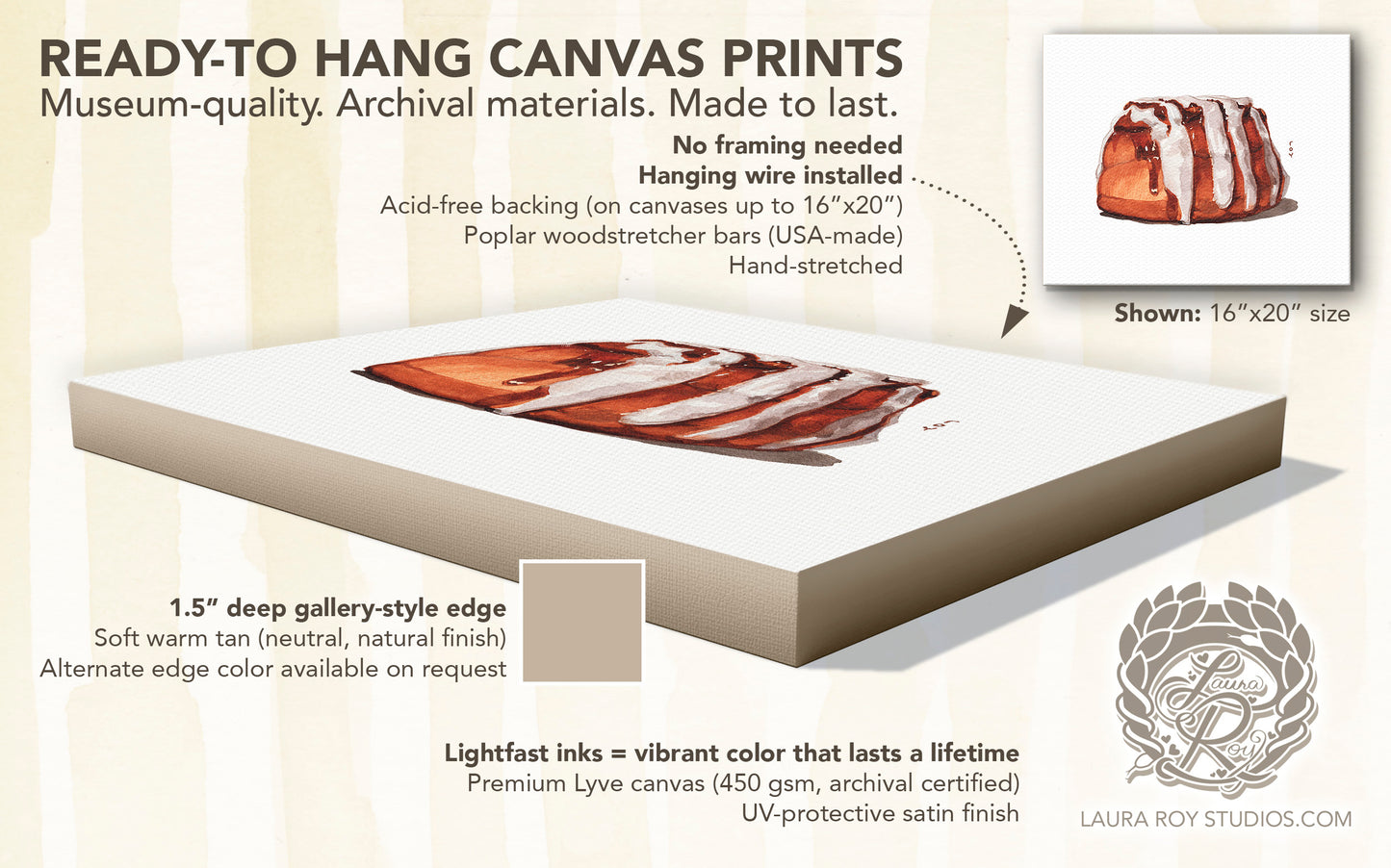 Pecan Cinnamon Roll Watercolor | Giclée Print