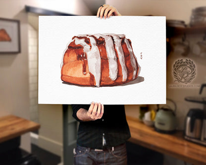 Pecan Cinnamon Roll Watercolor | Giclée Print