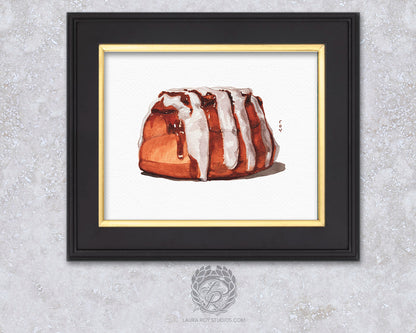 Pecan Cinnamon Roll Watercolor | Giclée Print