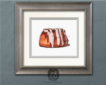 Pecan Cinnamon Roll Watercolor | Giclée Print