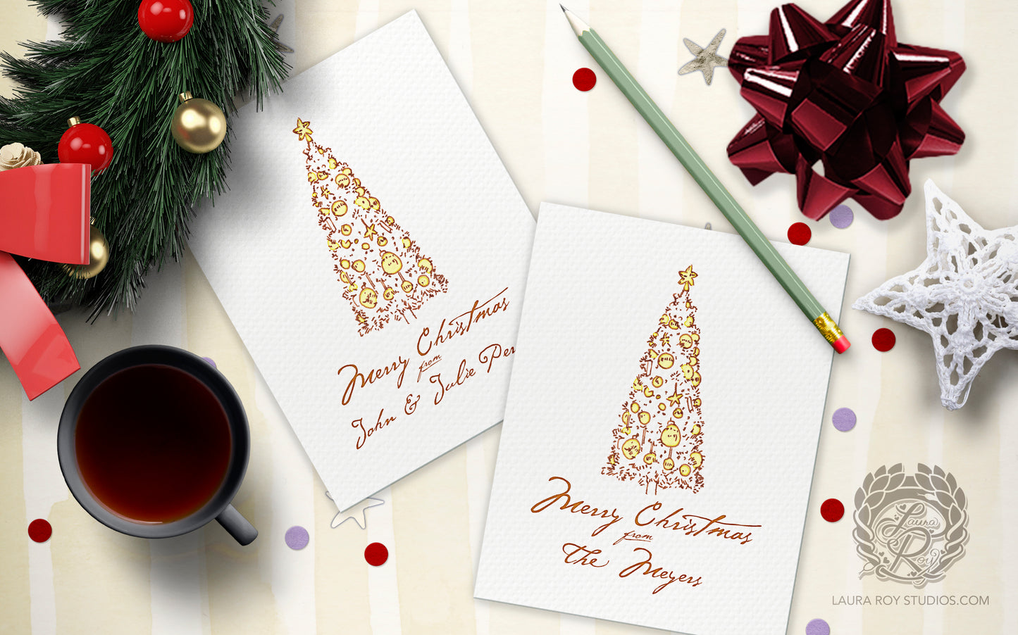The Starstruck Tree Holiday Card | Personalized Elegant Christmas Tree Card