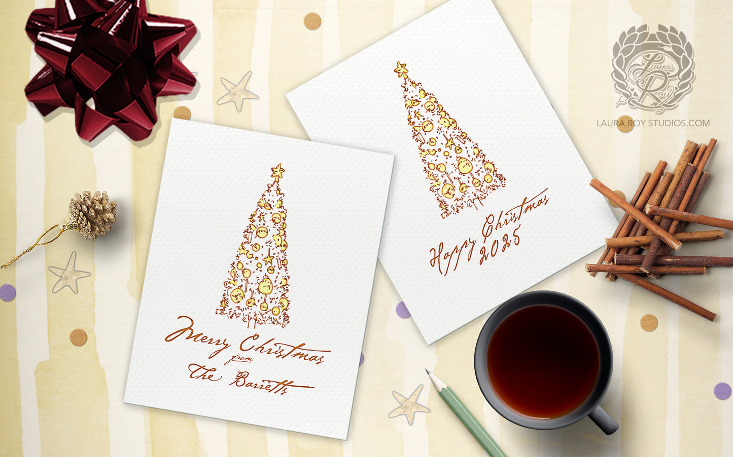 The Starstruck Tree Holiday Card | Personalized Elegant Christmas Tree Card