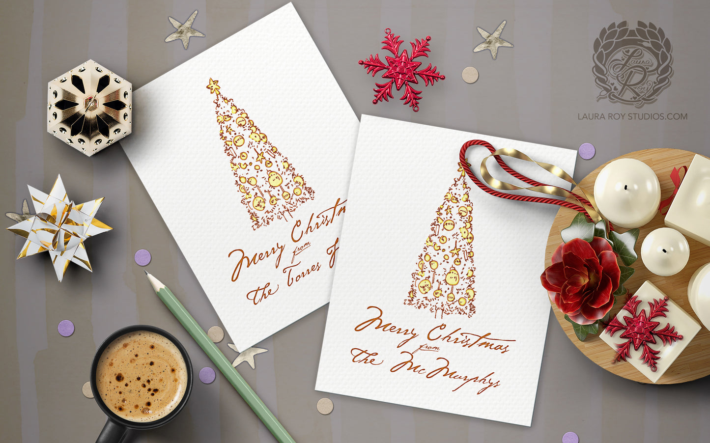 The Starstruck Tree Holiday Card | Personalized Elegant Christmas Tree Card