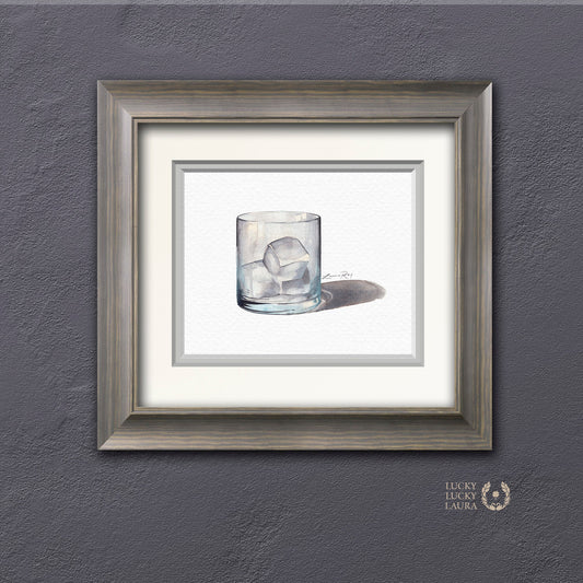 Rocks Glass Watercolor Art Print – Classic Cocktail Glass Illustration, Sophisticated Bar Decor