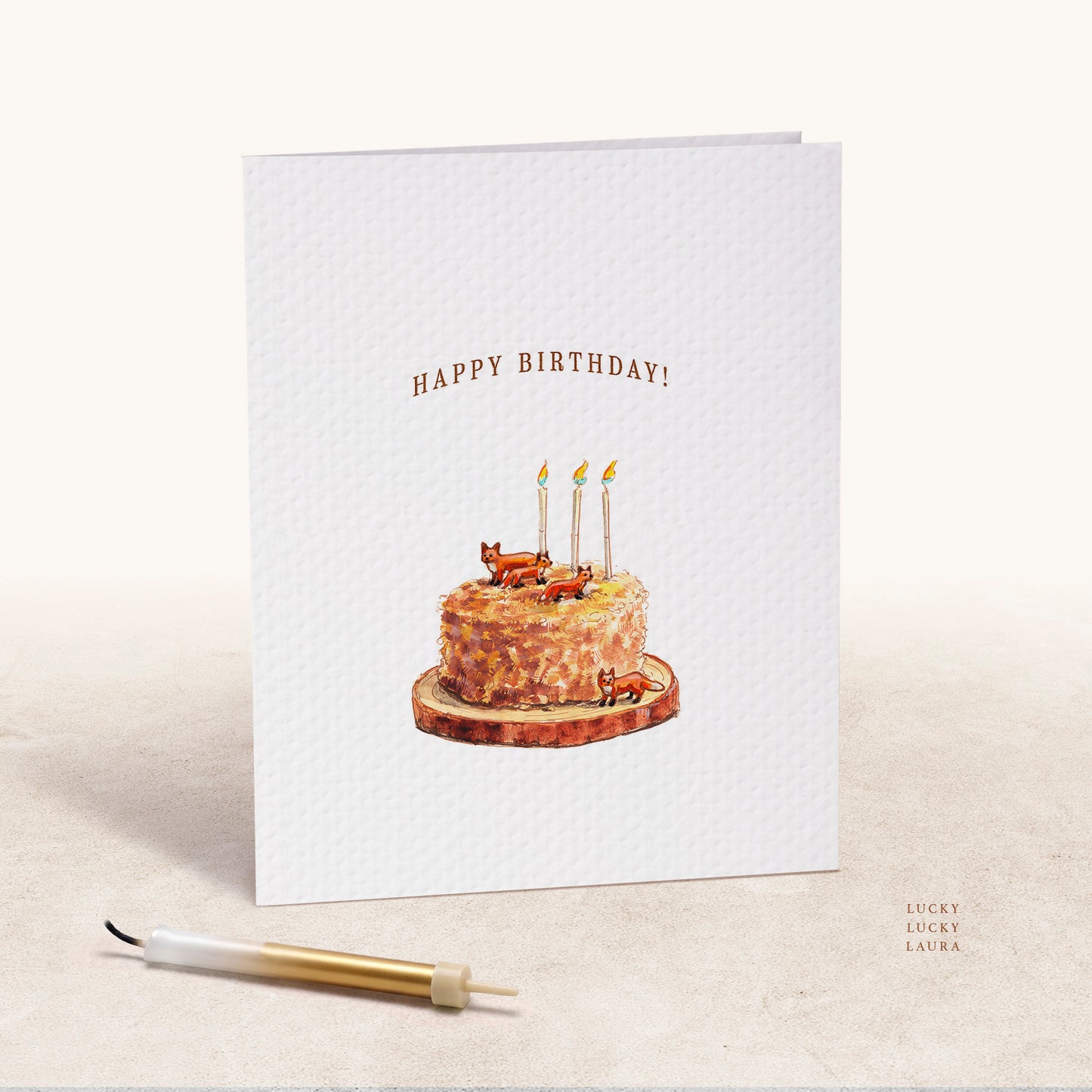 Foxes at the Party Birthday Card | Personalized Fox Cake Card