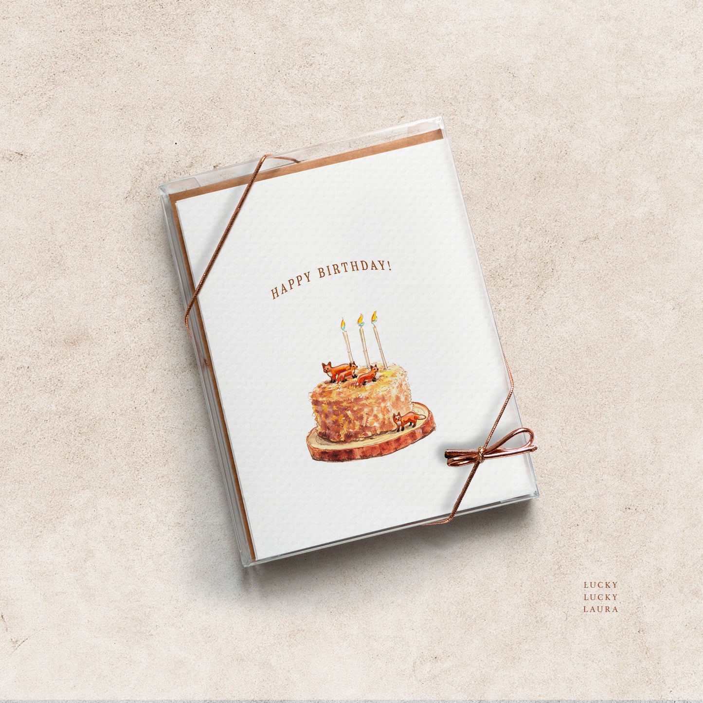 Foxes at the Party Birthday Card | Personalized Fox Cake Card