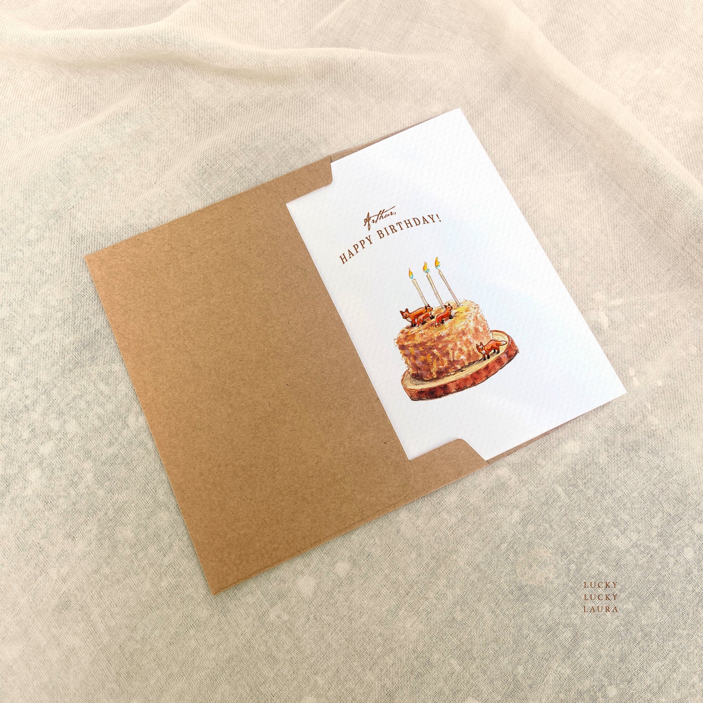 Foxes at the Party Birthday Card | Personalized Fox Cake Card