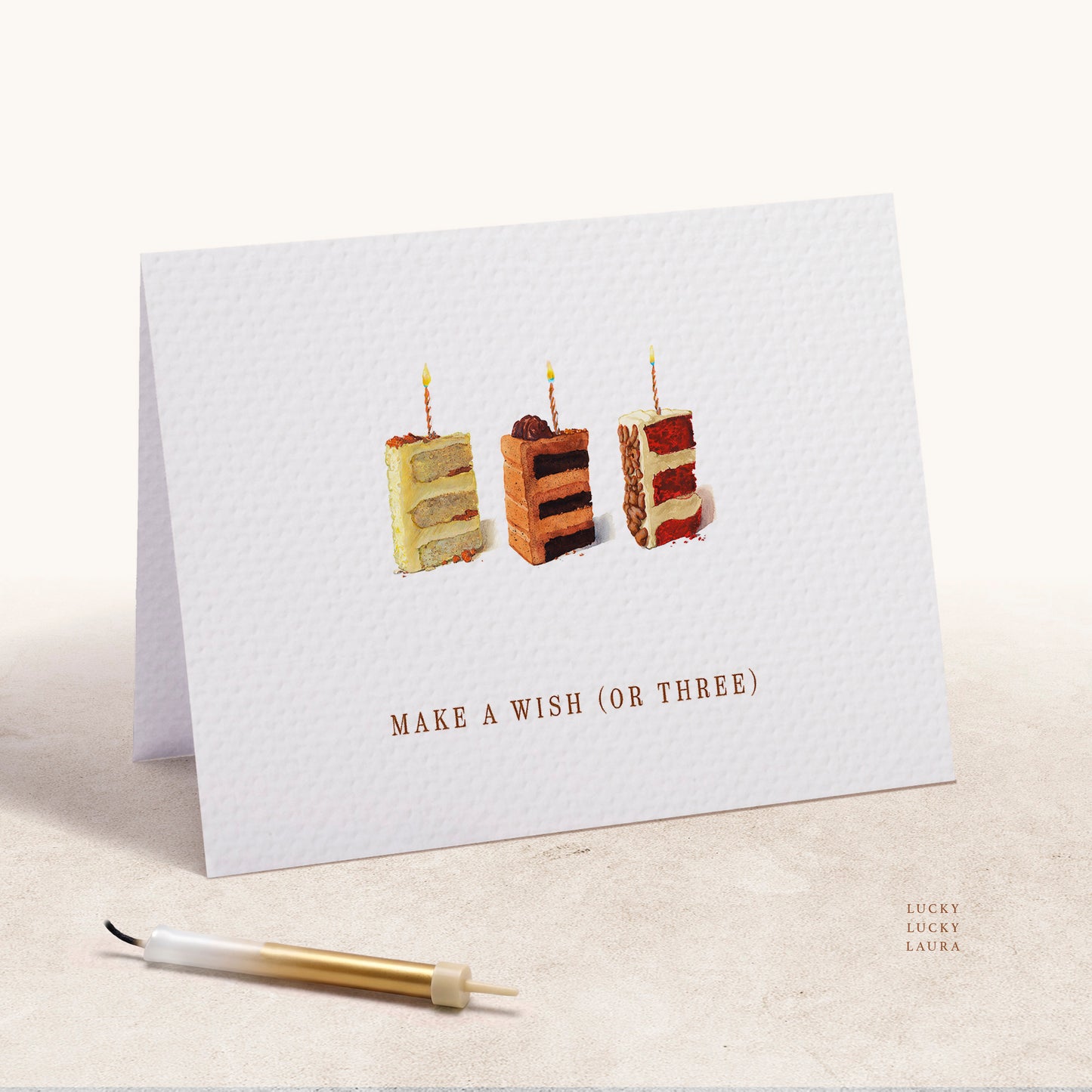 Three Wishes Card | Personalized Cake Birthday Card