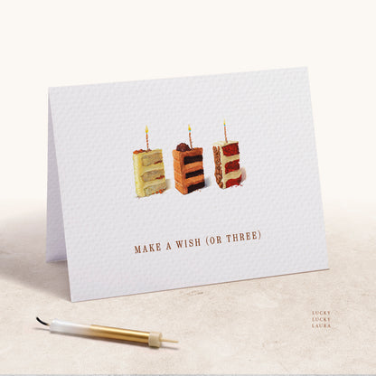 Three Wishes Card | Personalized Cake Birthday Card