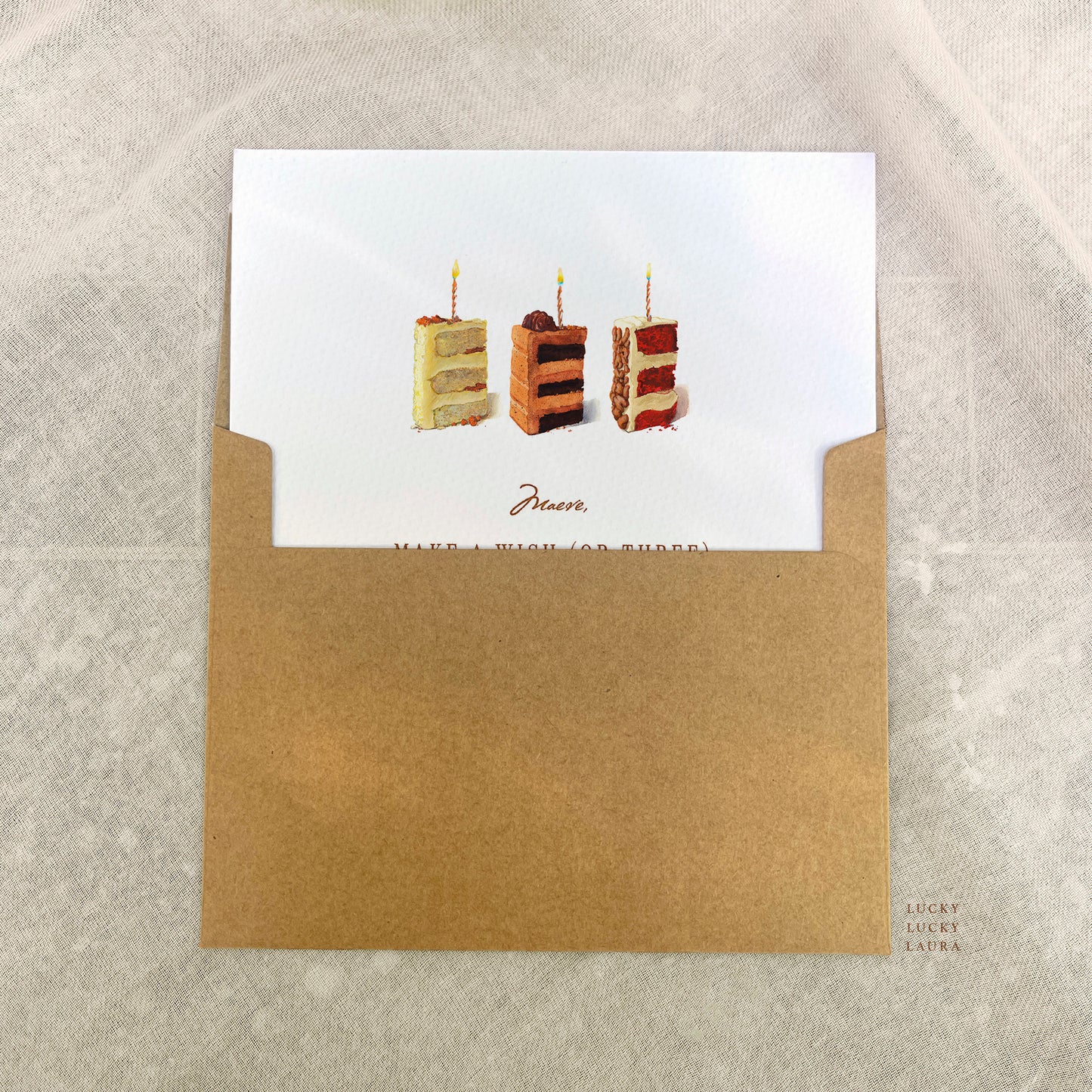 Three Wishes Card | Personalized Cake Birthday Card