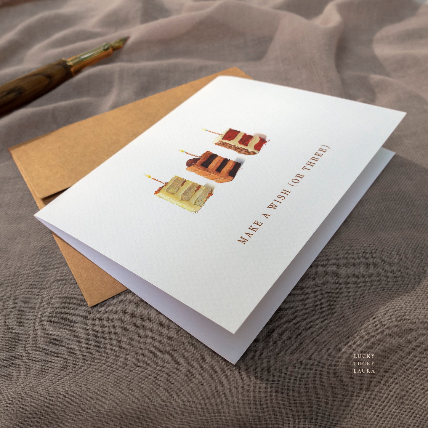 Three Wishes Card | Personalized Cake Birthday Card
