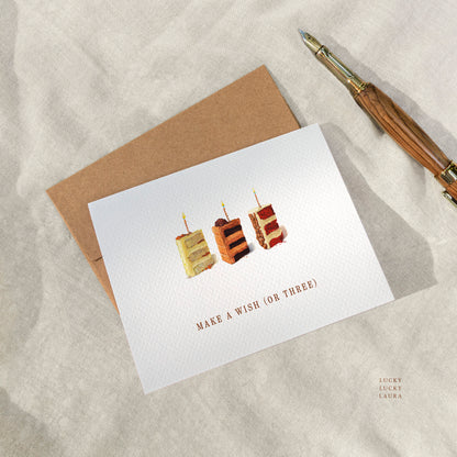 Three Wishes Card | Personalized Cake Birthday Card
