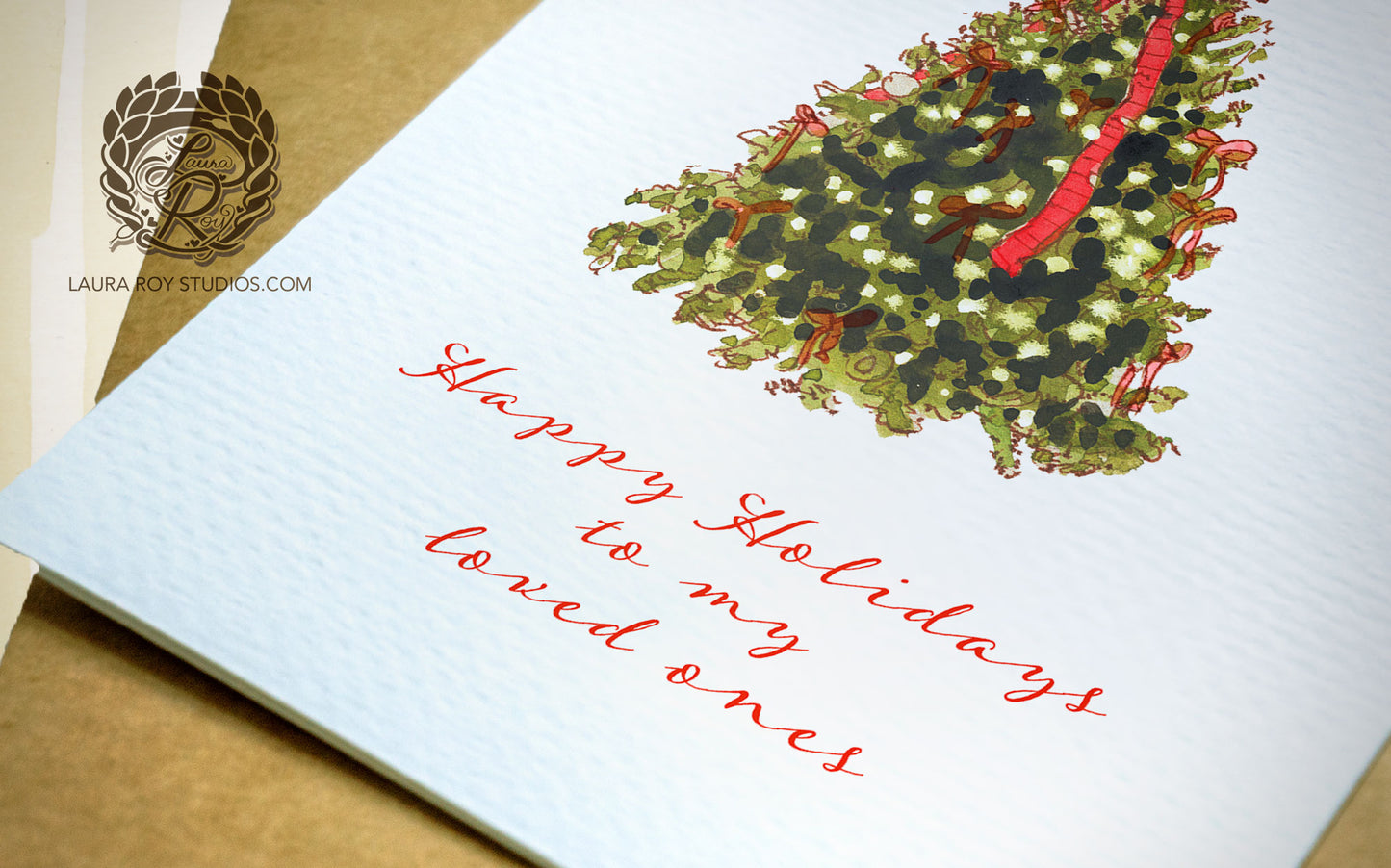 Wrapped in Red Card | Personalized Christmas Tree Card