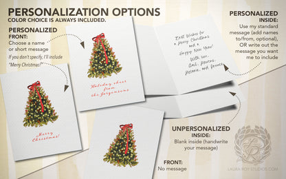 Wrapped in Red Card | Personalized Christmas Tree Card