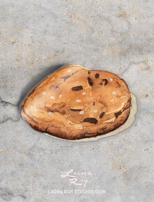Watercolor Sticker: Chocolate Chip Sea Salt Cookie  Transparent Vinyl, Waterproof, 3.5 inch (Single or Set)