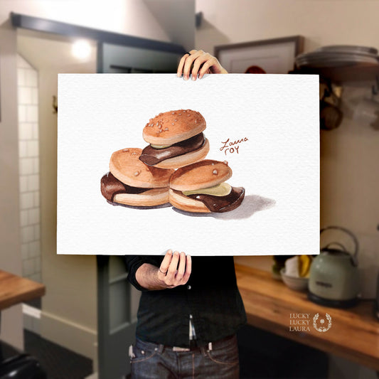 Everyburger Japanese Cookies Watercolor Giclée Print