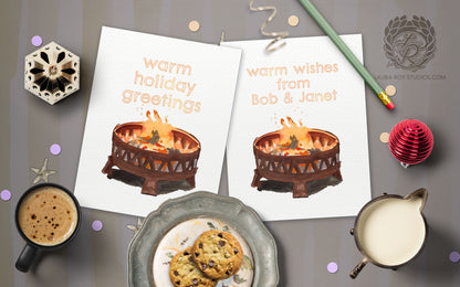 The Yule Log Card | Personalized Firepit Christmas Card