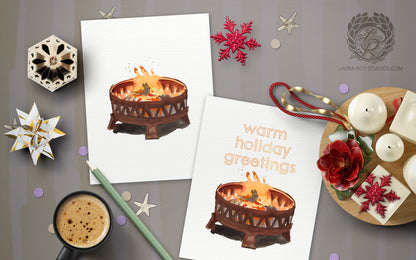 The Yule Log Card | Personalized Firepit Christmas Card