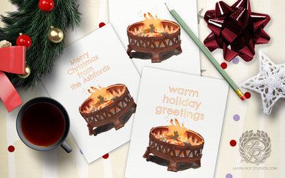 The Yule Log Card | Personalized Firepit Christmas Card