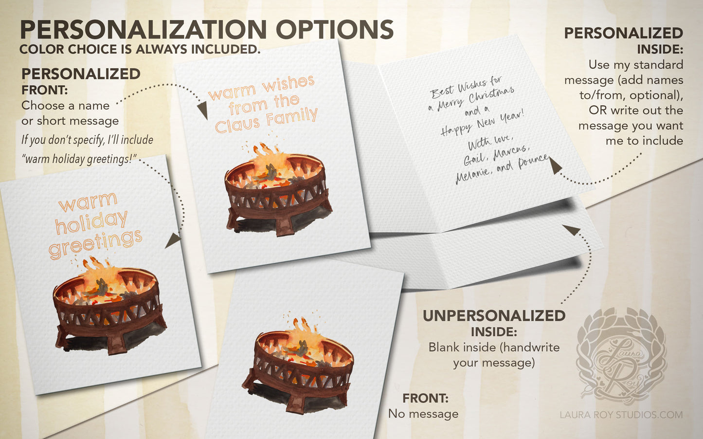 The Yule Log Card | Personalized Firepit Christmas Card