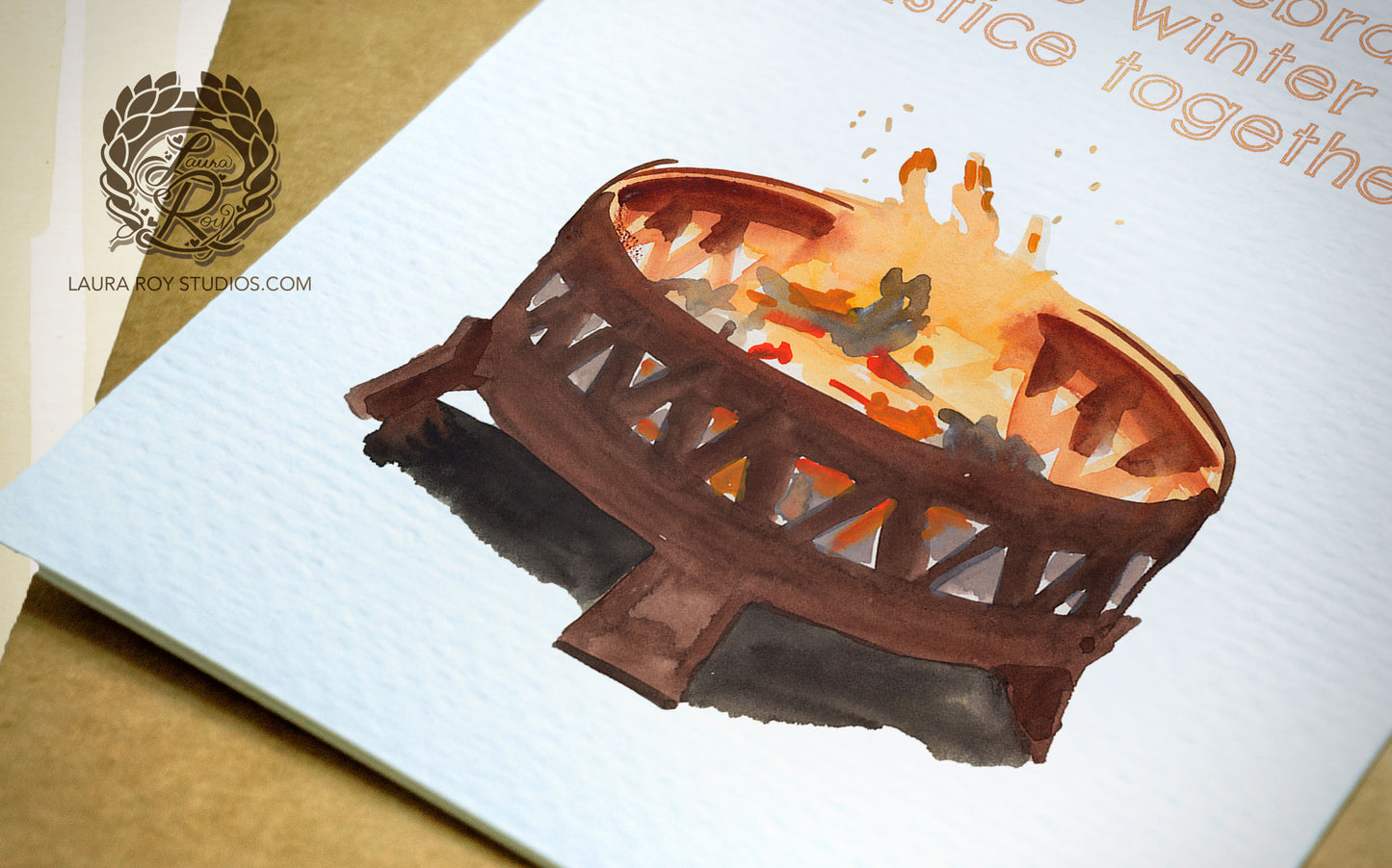 The Yule Log Card | Personalized Firepit Christmas Card