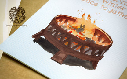 The Yule Log Card | Personalized Firepit Christmas Card