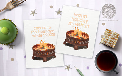 The Yule Log Card | Personalized Firepit Christmas Card