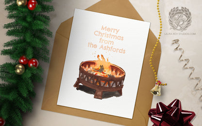 The Yule Log Card | Personalized Firepit Christmas Card