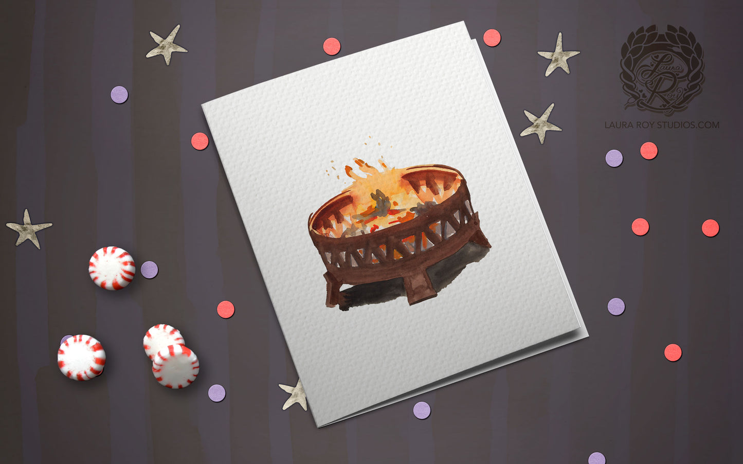 The Yule Log Card | Personalized Firepit Christmas Card
