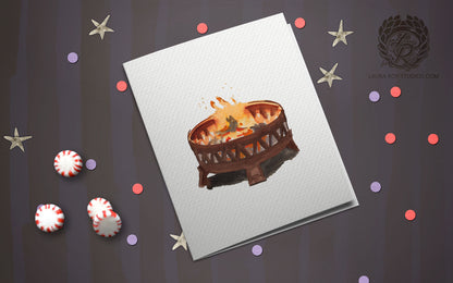 The Yule Log Card | Personalized Firepit Christmas Card