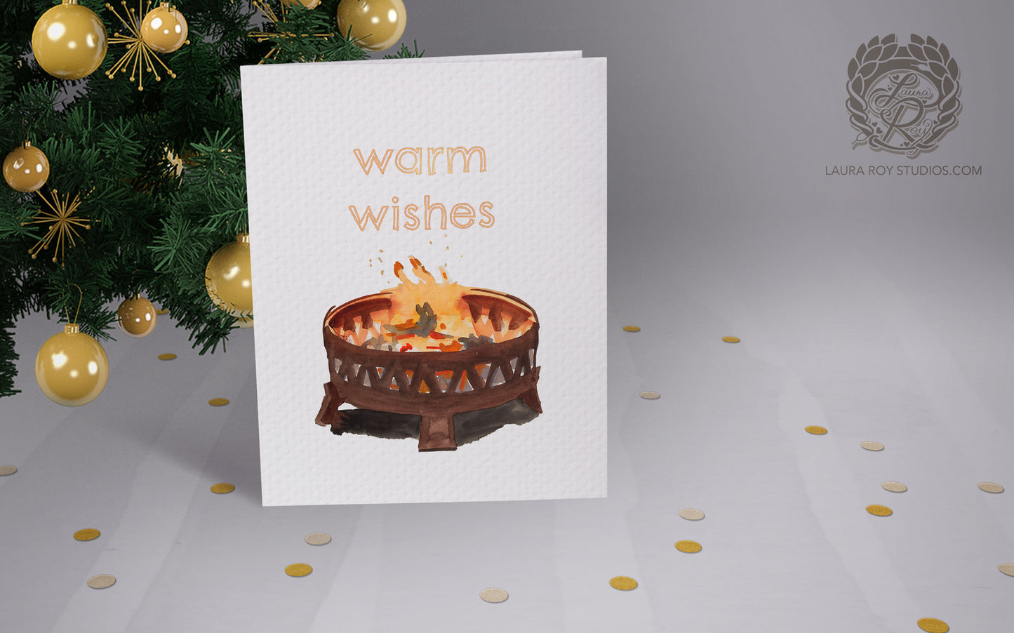 The Yule Log Card | Personalized Firepit Christmas Card