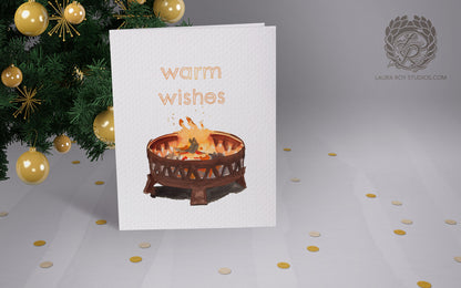 The Yule Log Card | Personalized Firepit Christmas Card