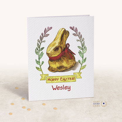 The Gold Bunny Card | Watercolor Easter Greeting Card