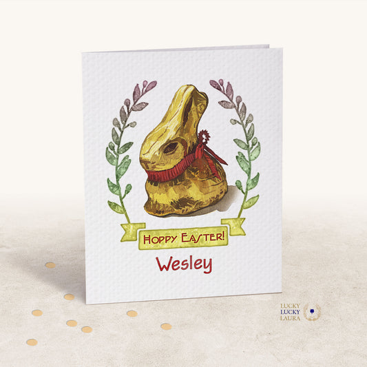 The Gold Bunny Card | Watercolor Easter Greeting Card