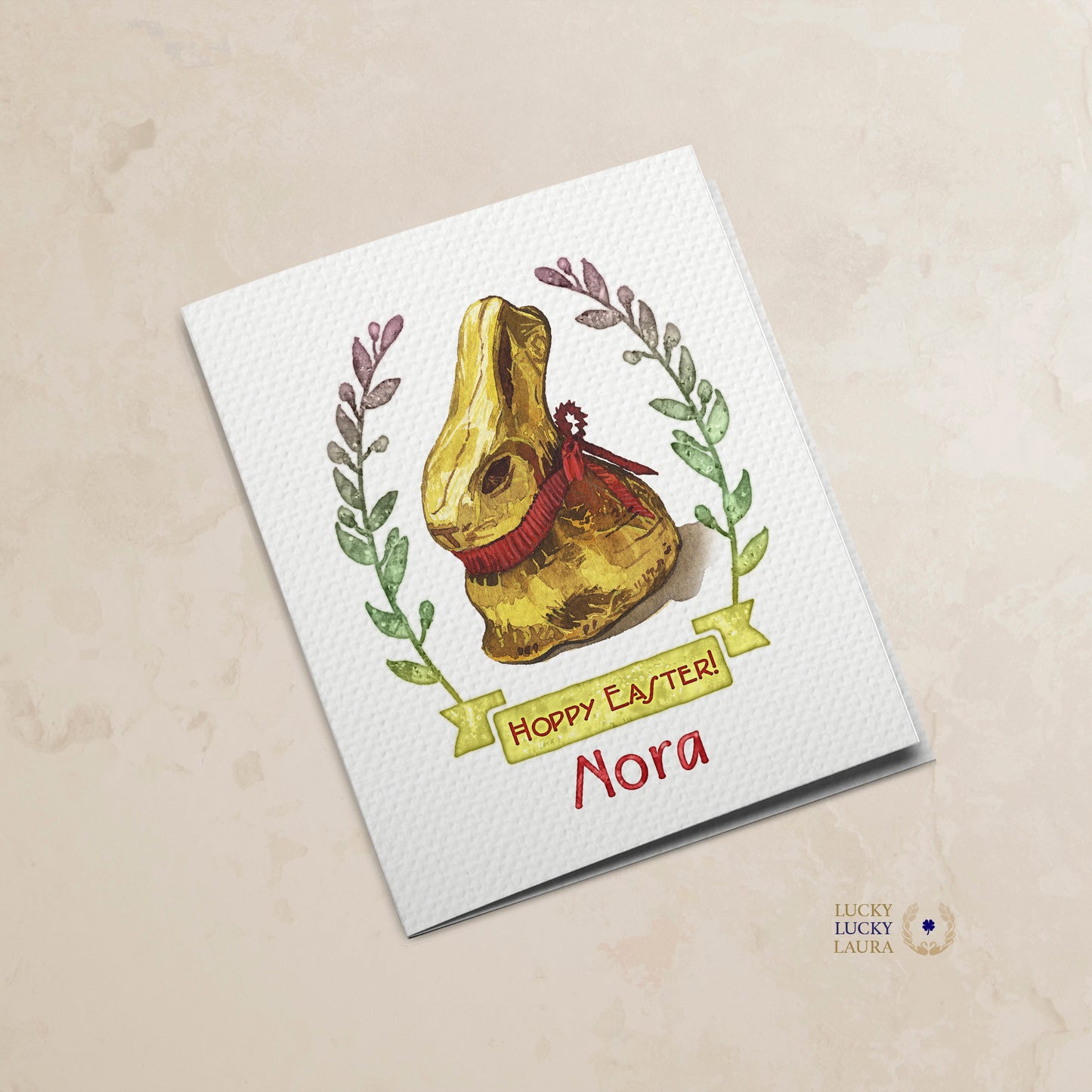 The Gold Bunny Card | Watercolor Easter Greeting Card