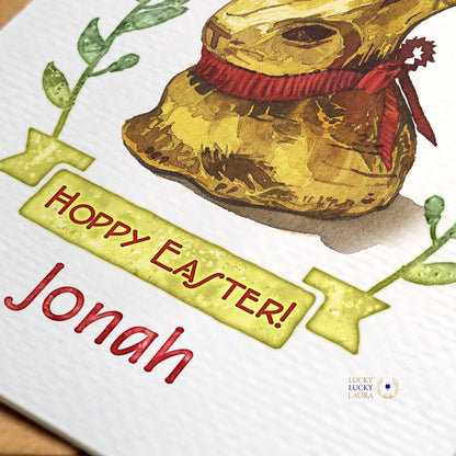 The Gold Bunny Card | Watercolor Easter Greeting Card