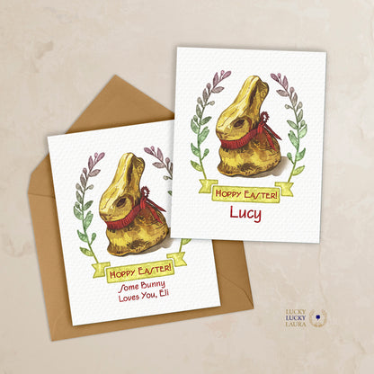 The Gold Bunny Card | Watercolor Easter Greeting Card