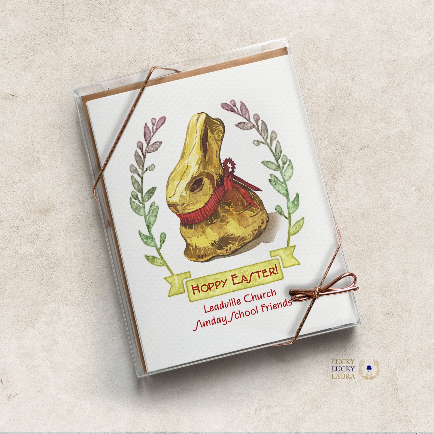 The Gold Bunny Card | Watercolor Easter Greeting Card