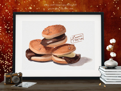 Everyburger Japanese Cookies Watercolor Giclée Print