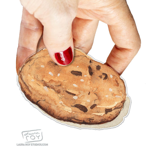 Watercolor Sticker: Chocolate Chip Sea Salt Cookie  Transparent Vinyl, Waterproof, 3.5 inch (Single or Set)