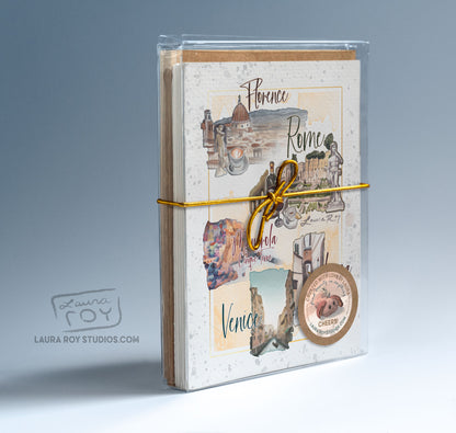Italy Travel Card with Personalized Message - Watercolor Florence, Rome, Venice, Cinque Terre, Lucca for Weddings, Honeymoons & Trips (Single or Set)